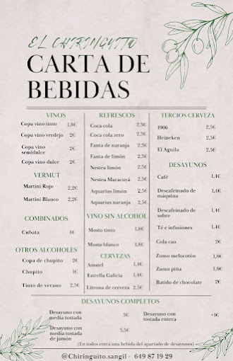 ¡Nuestra carta de bebidas!